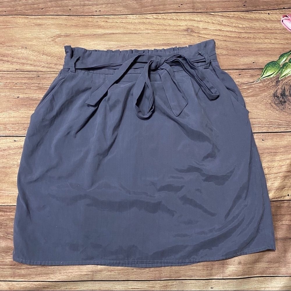 Annabella Gray Paper Bag mini skirt with Tie